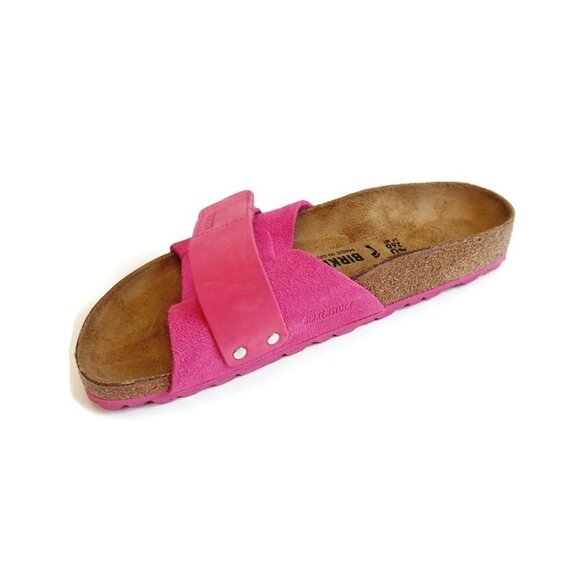 Birkenstock Oita Nubuck Suede Leather Sandals Womens 9 Mens 7 Fuchsia Tulip EU40 - Picture 4 of 9